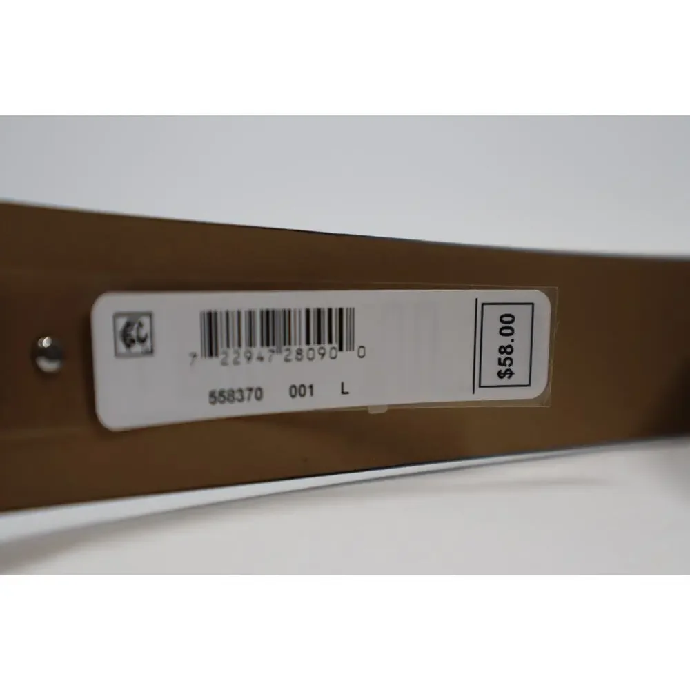 MICHAEL Michael Kors Black Genuine‎ Leather Belt with Silver MK Size L